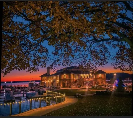 Winter Getaway with Cozy Fireplace in This Elegant Lake Geneva Condo & King Bed.