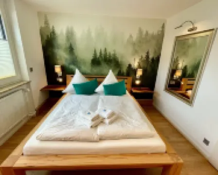Cozy 5 star apartment with a dream view. Hiking trails and bathing lake nearby.
