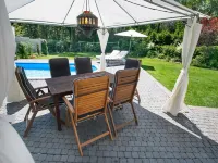 A Detached Bungalow with Outdoor Fireplace Covered Terrace and Pond in a Forest Plot - piscine