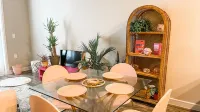 Pink stylish bungalow free WiFi Pool view