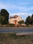 Amazing sunset in front of historic house
