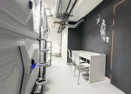 Capsule hostel Floor -1 Self Check in - hostel