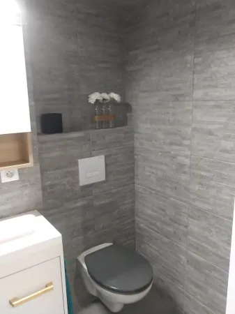 Beachfront studio with pool.