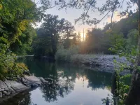 House with private beach on the river