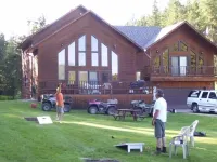 Large private lot.  Beautiful cabin with a stream and trout pond!
