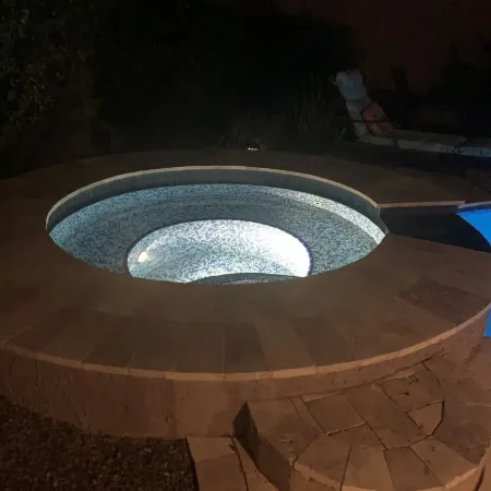 Great family friendly home very private back yard, heated pool & covered patio.