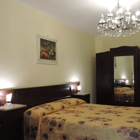 Isolated on hill, flat with terrace,garden among romanesque art,quiet,nature