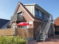 Apartment lighthouse at the sandy beach-balcony-2 double-bedroom-balcony-dogs on request