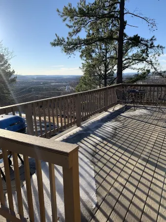Cabin at Runestone Hideaway just steps from Heavener Runestone Park.
