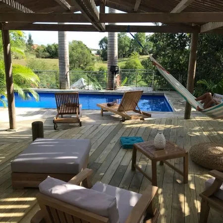 Wooden villa with private pool in a tropical garden 3 minutes from the beach