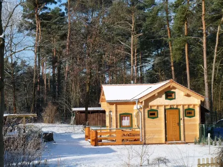 Comfortable log house in the forest community of Borkheide Отели в г. Боркхайде