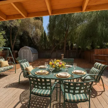 Walk to Google 3BR Home Yard & Kitchen