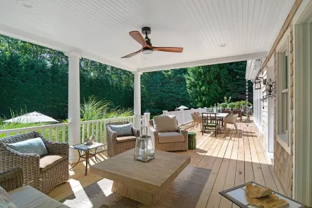 East Hampton Designer home close to Village with heated pool.