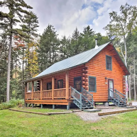 Cozy, Rustic Adirondack Riverfront Log Cabin, Rapids, Independence River