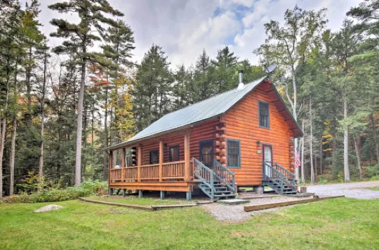 Cozy, Rustic Adirondack Riverfront Log Cabin, Rapids, Independence River