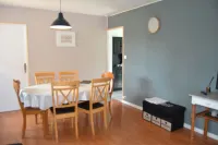 Lin and the host, Norman house with contemporary style.