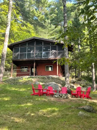 Secluded house with enclosed dog yard on 200 acre family estate