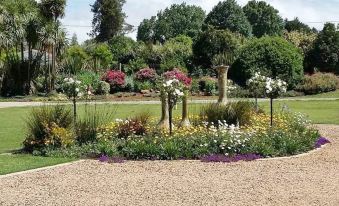 a beautiful garden with a variety of flowers and plants , including roses , tulips , and daisies at Country Comfort