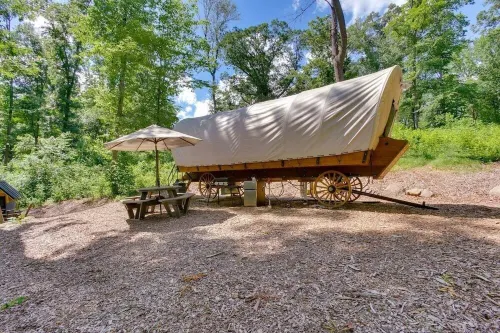Covered Wagon Camping w/ Salt Water Hot Tub