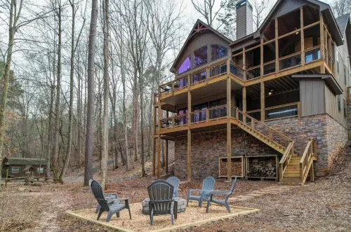 Riverfront Cabin — Hot Tub, Bar, & Fireplace Hotels in Ellijay