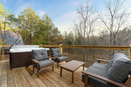 NEW! 2-bedroom A-frame Cabin with Sauna, Hot Tub, & Creekfront