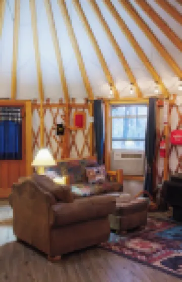 Blue yurt, out in the woods! Unplugged, you are out in nature away from it all.