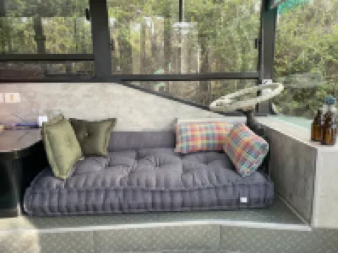 This public bus was converted into a cool and comfortable living space. Located. Hotels in Petach Tikva