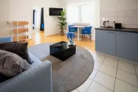 Blue whale, stylish apartment, living room, bedroom, bathroom, kitchen, central in Ulm