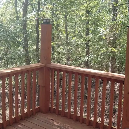 HICKORY HIDEOUTThe cabin is surrounded by a large area of trees for privacy