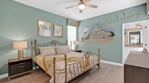 private pool/communal pool/games room/themed bedrooms