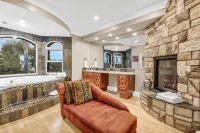 Castle on a hill, breathtaking views, surrounded with pools, trees, and lawn