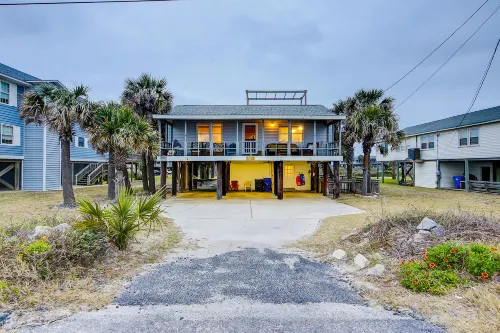 Beach Across the Street Ocean View Home w/ Roof Deck, Porch, AC - Dogs OK Hotels in Folly Beach