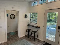 Tiny House for two nestled under massive oaks in Southern Oklahoma.