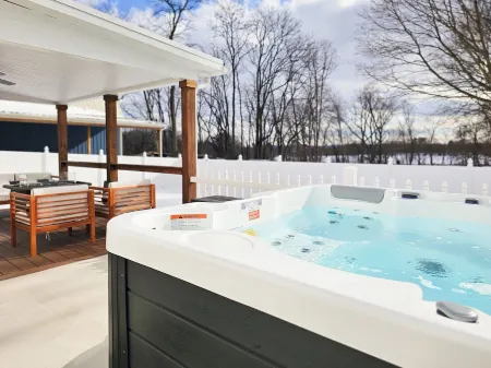 NEW! Hot Tub, Firepit & Game System Near Hershey - Walk To Lake & Fishing!