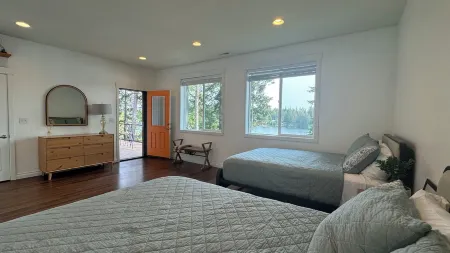 Big Lake House: New House, Lakefront, Covered Decks, Views, Dock & Watercraft