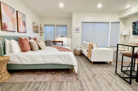 Dogs Stay Free • Luxe Downtown Apt • King Bed • Garage Parking • In-Unit W/D