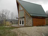Hocking Hills A-Frame Log/Stone Cabin by the Pond-Quiet and Private