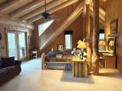 Total privacy, private beach, one of a kind full log home