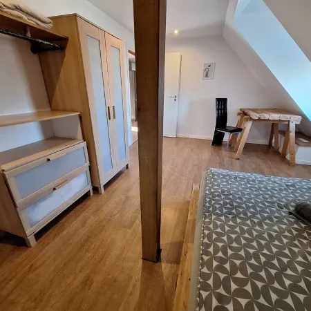 Large central apartment in Bielefeld for up to 8 people.