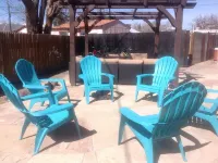 We have A/C! Relax in the hot tub! modern design, family and pet friendly!