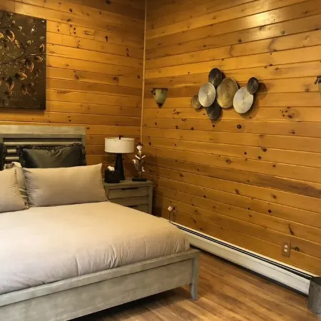 Spectacular Catskill Mountain River Front Custom Log Home