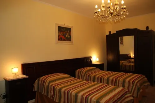 Isolated on hill, flat with terrace,garden among romanesque art,quiet,nature