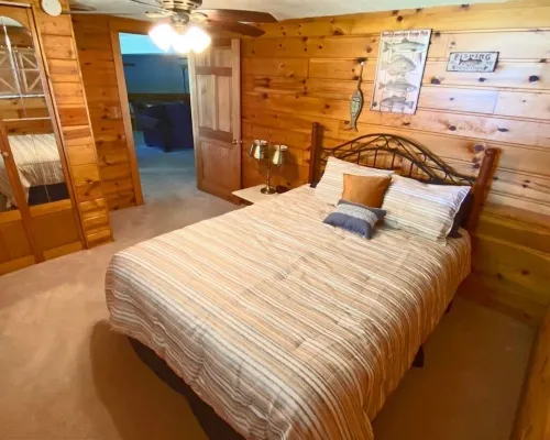 Secluded SW Michigan Lake View Log Cabin w/ Fire Pit & Deck on Long Lake