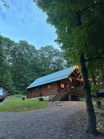 Beautiful cabin in the woods.