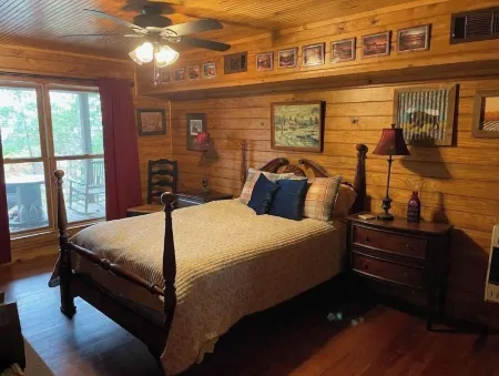 Cabin in the woods overlooking Grenada lake.