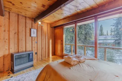 Star-Shaped Midcentury Modern Aurora Retreat + Hot Tub + Game Room Hotels near Chena River State Recreation Area