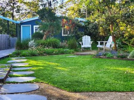 Designer Retro Beach Shack on the lakefront