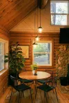 Modern romantic 2-bed log cabin in the forest