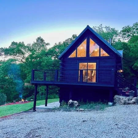 Black Bear A-Frame Waterfront Log Cabin with Hot Tub Jacuzzi