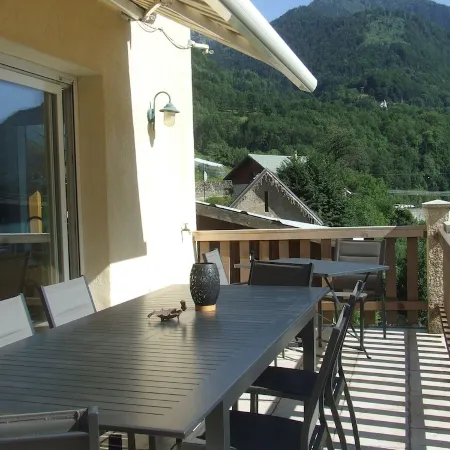 Lovely village house with a view of lake and mountain VAUJANY on the other side Alpe d'Huez